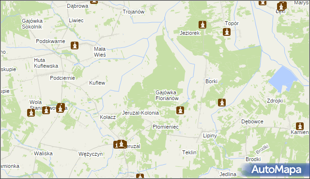 mapa Gajówka Florianów, Gajówka Florianów na mapie Targeo