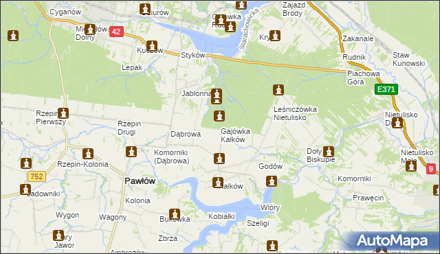 mapa Gajówka Kałków, Gajówka Kałków na mapie Targeo