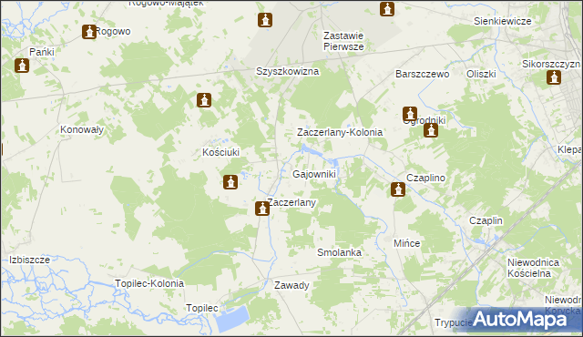 mapa Gajowniki, Gajowniki na mapie Targeo