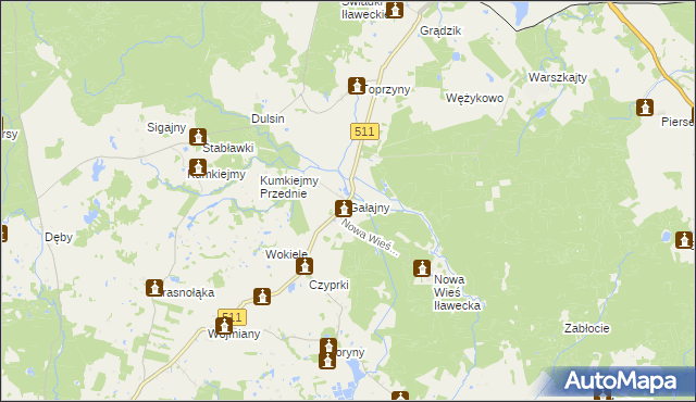 mapa Gałajny, Gałajny na mapie Targeo