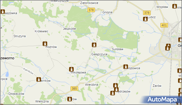 mapa Gałązczyce, Gałązczyce na mapie Targeo