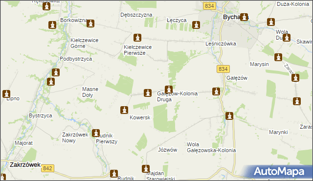 mapa Gałęzów-Kolonia Druga, Gałęzów-Kolonia Druga na mapie Targeo