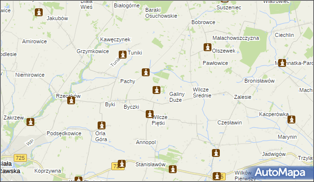 mapa Galinki gmina Biała Rawska, Galinki gmina Biała Rawska na mapie Targeo