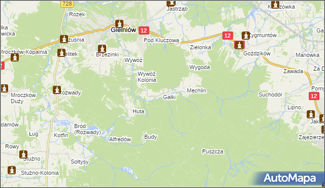 mapa Gałki gmina Gielniów, Gałki gmina Gielniów na mapie Targeo