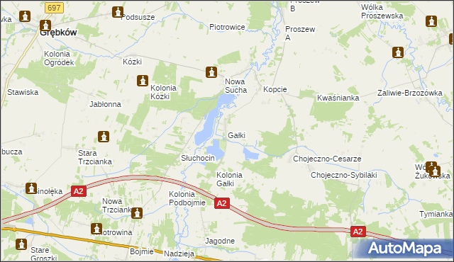 mapa Gałki gmina Grębków, Gałki gmina Grębków na mapie Targeo