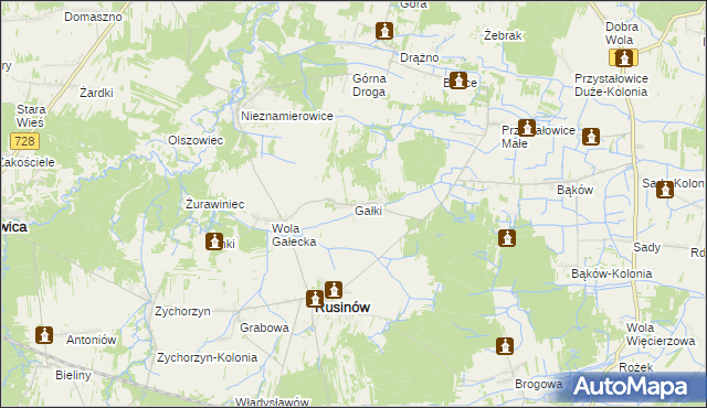 mapa Gałki gmina Rusinów, Gałki gmina Rusinów na mapie Targeo