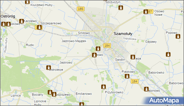 mapa Gałowo gmina Szamotuły, Gałowo gmina Szamotuły na mapie Targeo