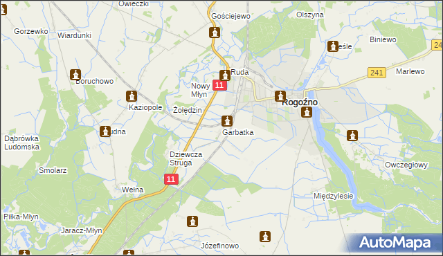 mapa Garbatka gmina Rogoźno, Garbatka gmina Rogoźno na mapie Targeo