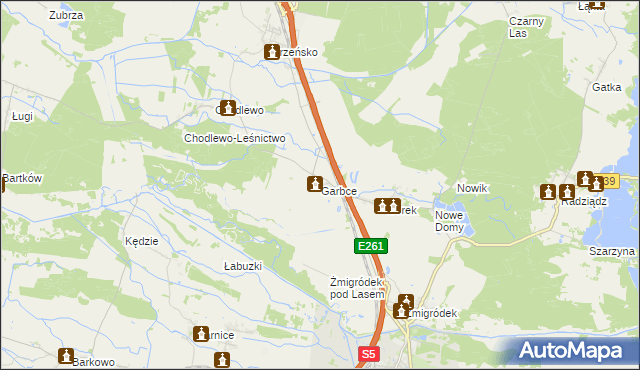 mapa Garbce, Garbce na mapie Targeo