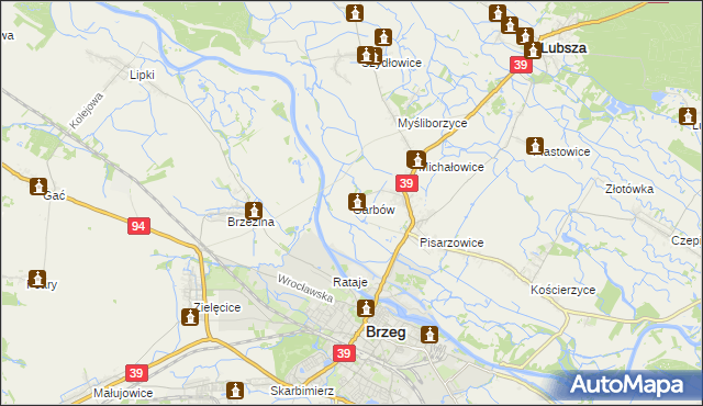 mapa Garbów gmina Lubsza, Garbów gmina Lubsza na mapie Targeo