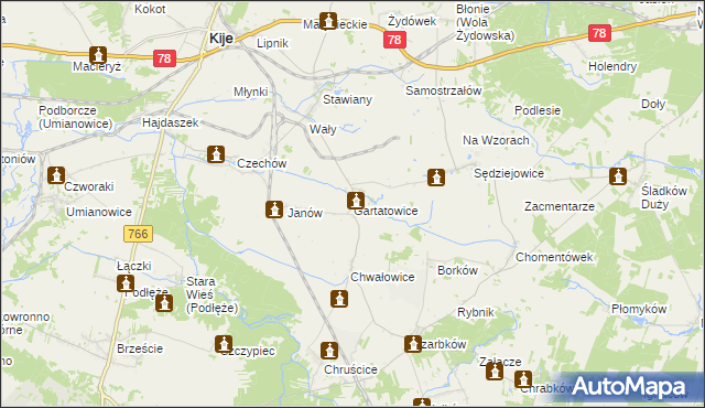 mapa Gartatowice, Gartatowice na mapie Targeo