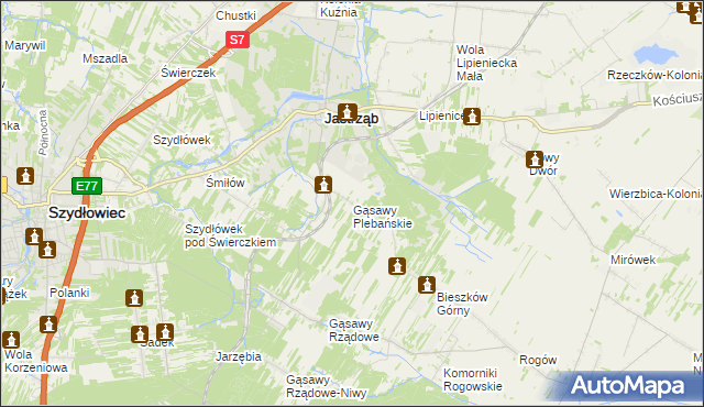 mapa Gąsawy Plebańskie, Gąsawy Plebańskie na mapie Targeo