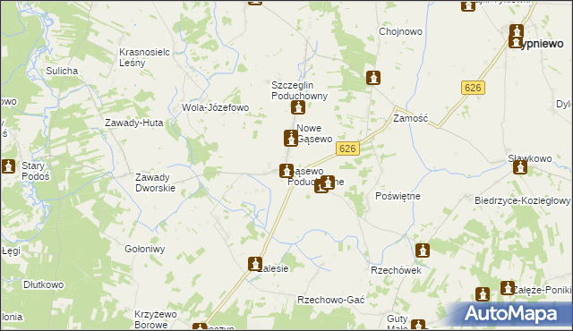 mapa Gąsewo Poduchowne, Gąsewo Poduchowne na mapie Targeo