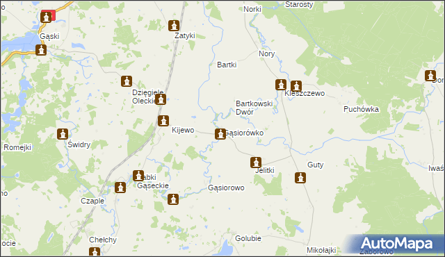 mapa Gąsiorówko, Gąsiorówko na mapie Targeo