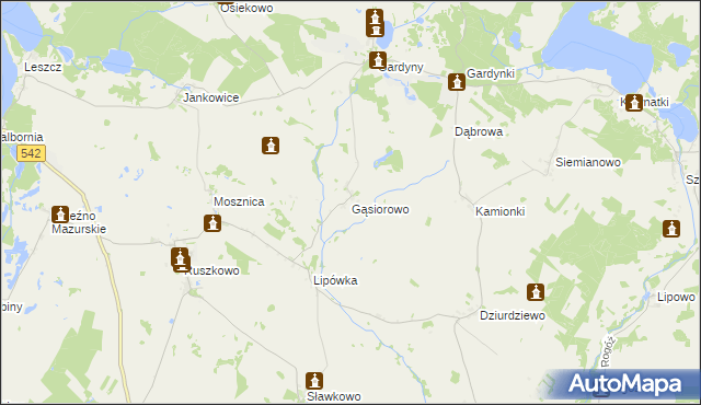 mapa Gąsiorowo gmina Działdowo, Gąsiorowo gmina Działdowo na mapie Targeo