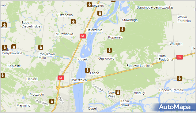 mapa Gąsiorowo gmina Serock, Gąsiorowo gmina Serock na mapie Targeo