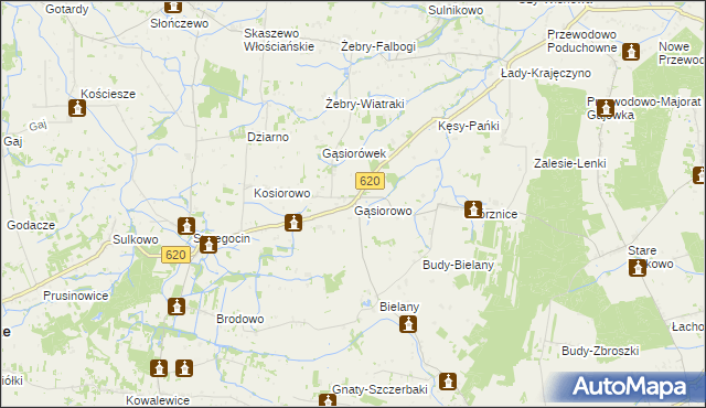 mapa Gąsiorowo gmina Świercze, Gąsiorowo gmina Świercze na mapie Targeo