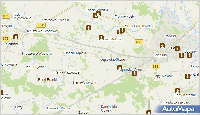 mapa Gąsówka-Skwarki, Gąsówka-Skwarki na mapie Targeo