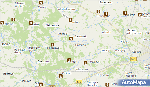 mapa Gawłowo, Gawłowo na mapie Targeo