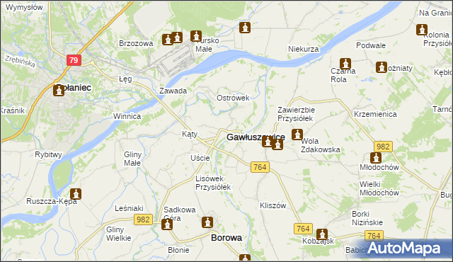 mapa Gawłuszowice, Gawłuszowice na mapie Targeo