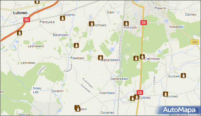 mapa Gębarzewko, Gębarzewko na mapie Targeo