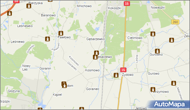 mapa Gębarzewo gmina Czerniejewo, Gębarzewo gmina Czerniejewo na mapie Targeo