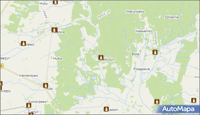 mapa Gębiczyn, Gębiczyn na mapie Targeo