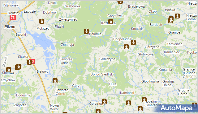 mapa Gębiczyna, Gębiczyna na mapie Targeo