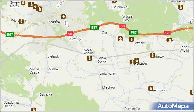 mapa Gęsia Górka, Gęsia Górka na mapie Targeo