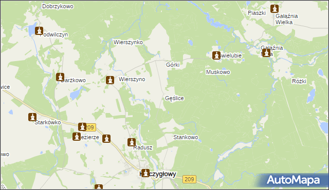 mapa Gęślice, Gęślice na mapie Targeo