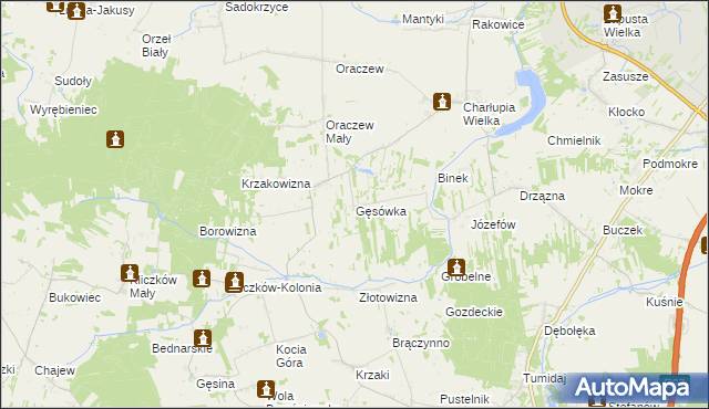 mapa Gęsówka, Gęsówka na mapie Targeo