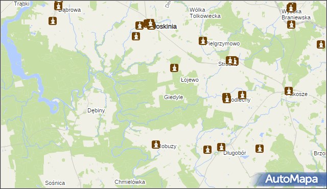 mapa Giedyle, Giedyle na mapie Targeo