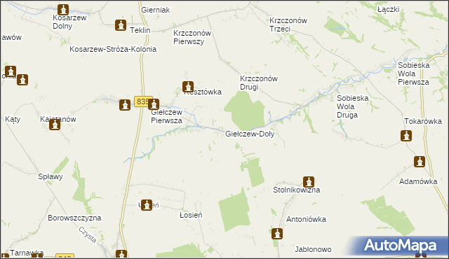 mapa Giełczew-Doły, Giełczew-Doły na mapie Targeo