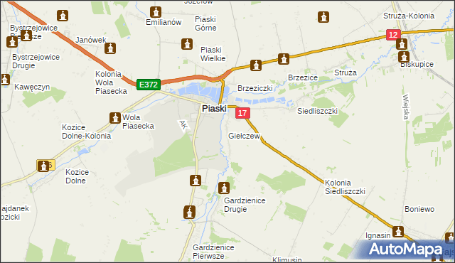 mapa Giełczew gmina Piaski, Giełczew gmina Piaski na mapie Targeo