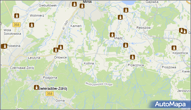 mapa Gierczyn gmina Mirsk, Gierczyn gmina Mirsk na mapie Targeo