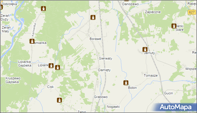 mapa Gierwaty gmina Goworowo, Gierwaty gmina Goworowo na mapie Targeo