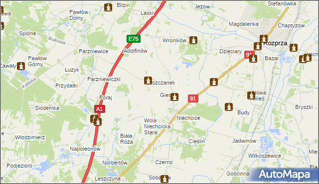 mapa Gieski, Gieski na mapie Targeo