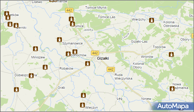 mapa Gizałki, Gizałki na mapie Targeo