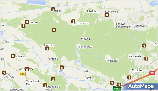 mapa Głęboczek gmina Szubin, Głęboczek gmina Szubin na mapie Targeo