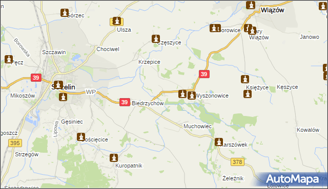 mapa Głęboka gmina Strzelin, Głęboka gmina Strzelin na mapie Targeo