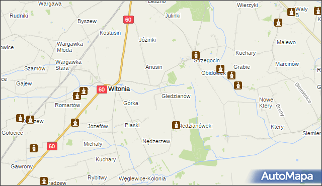 mapa Gledzianów, Gledzianów na mapie Targeo