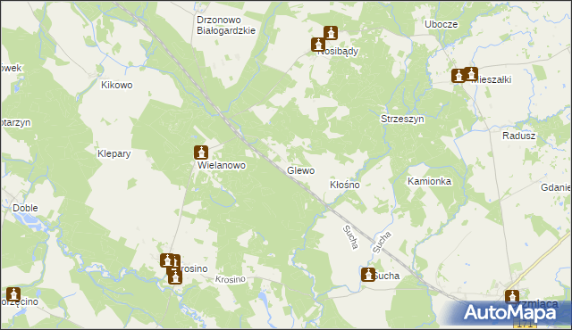 mapa Glewo gmina Grzmiąca, Glewo gmina Grzmiąca na mapie Targeo