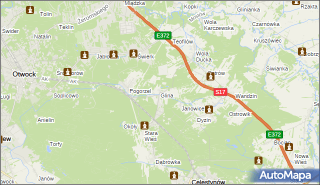 mapa Glina gmina Celestynów, Glina gmina Celestynów na mapie Targeo