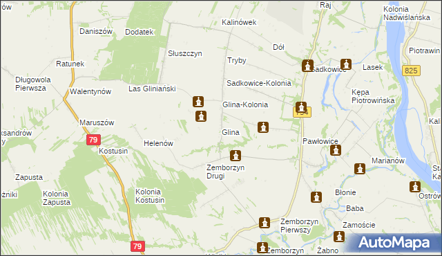 mapa Glina gmina Solec nad Wisłą, Glina gmina Solec nad Wisłą na mapie Targeo