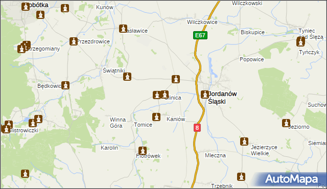 mapa Glinica gmina Jordanów Śląski, Glinica gmina Jordanów Śląski na mapie Targeo