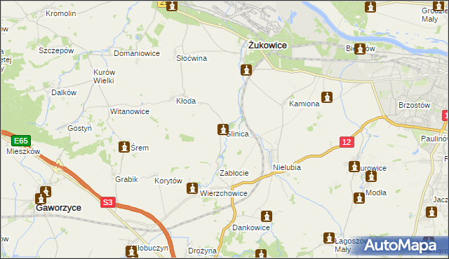 mapa Glinica gmina Żukowice, Glinica gmina Żukowice na mapie Targeo