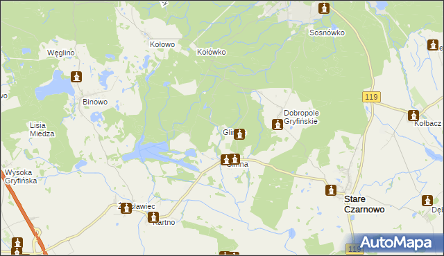 mapa Gliniec gmina Stare Czarnowo, Gliniec gmina Stare Czarnowo na mapie Targeo