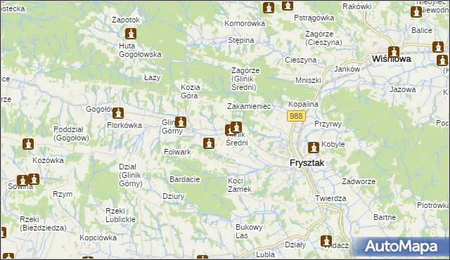 mapa Glinik Średni, Glinik Średni na mapie Targeo