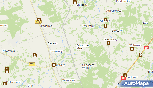 mapa Gliniszcze Małe, Gliniszcze Małe na mapie Targeo