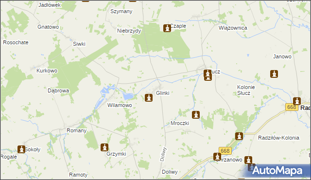 mapa Glinki gmina Radziłów, Glinki gmina Radziłów na mapie Targeo